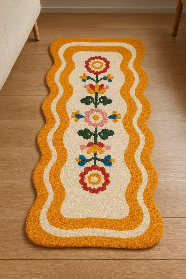 Passion Floral Handmade Tufted Runner Wool Carpet