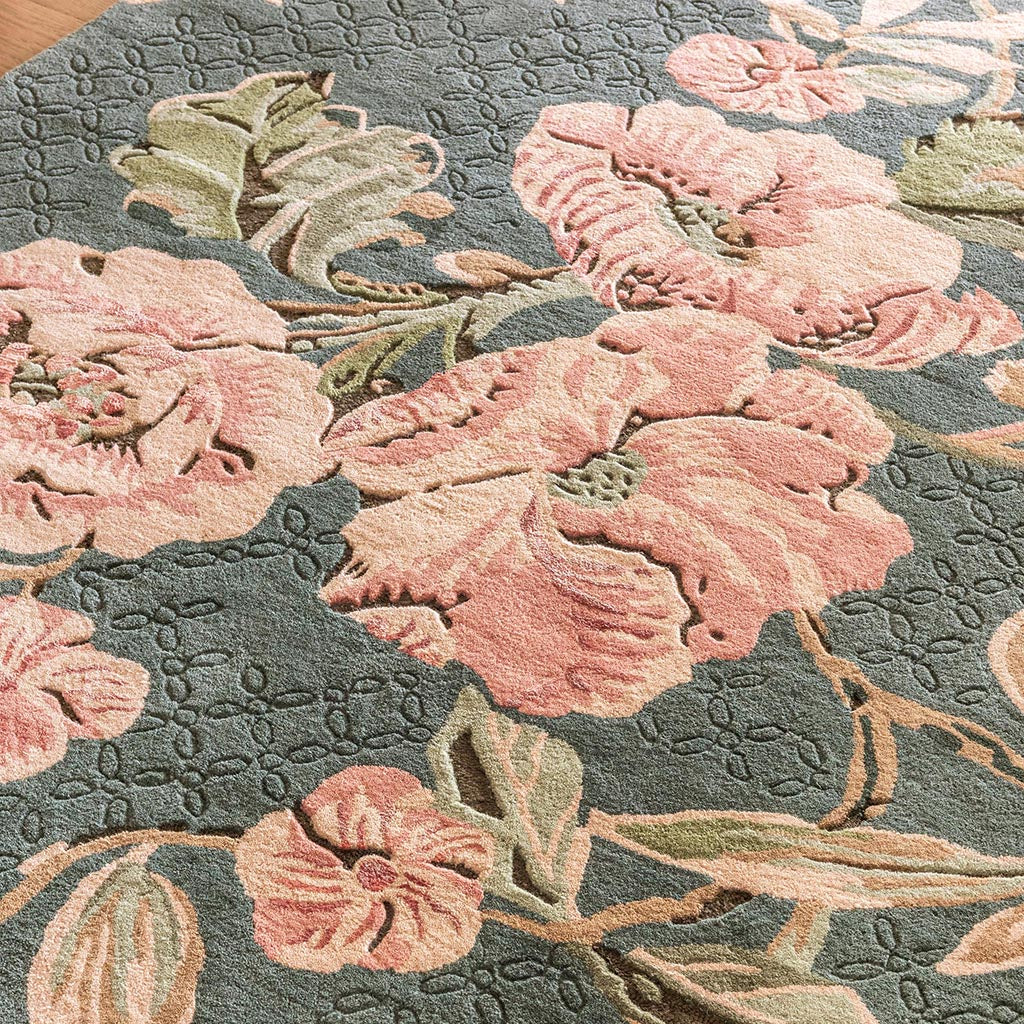 Highlander Floral Handmade Tufted Wool Carpet - CloseUp