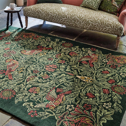 Trump Green Bird Handmade Tufted Wool Carpet - Floorshot