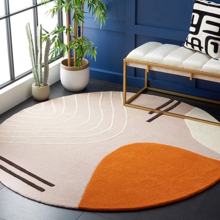 Willow Brook Handmade Tufted Round Wool Carpet - Floorshot