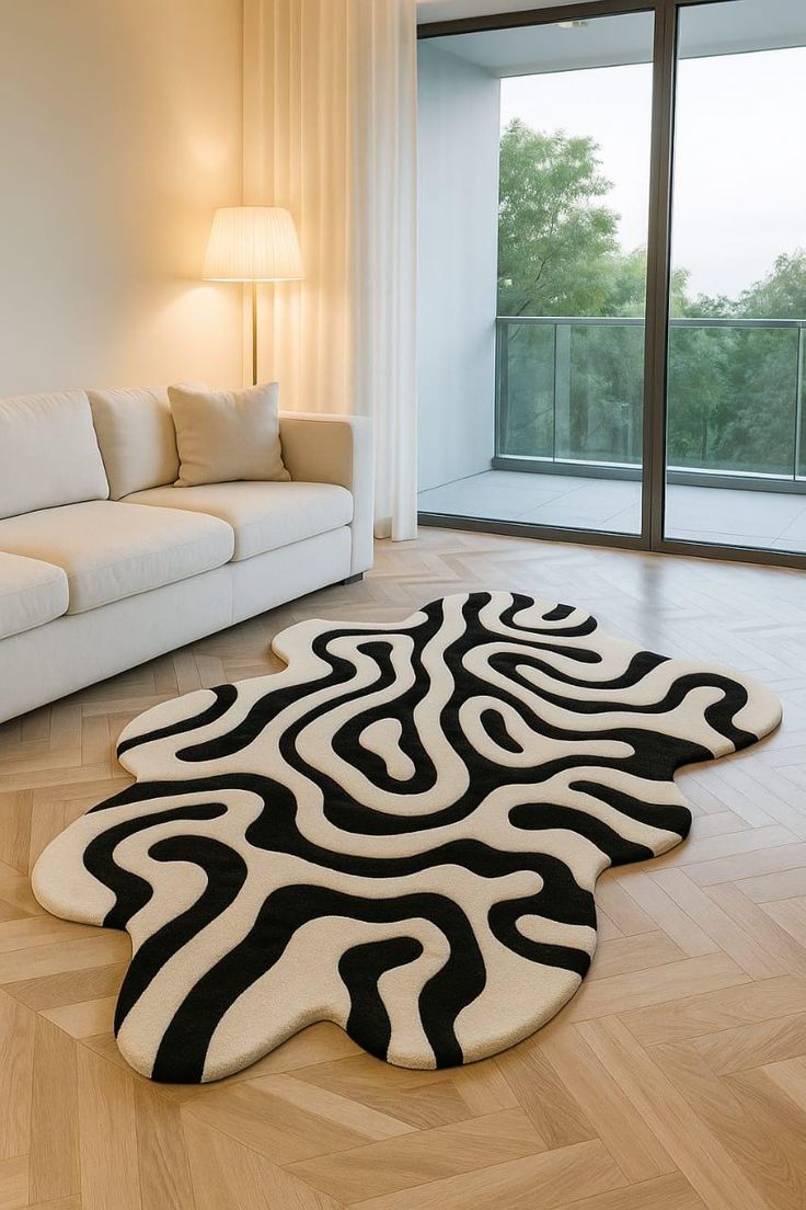 Snaky Fusion Handmade Tufted Irregular Shaped Wool Carpet