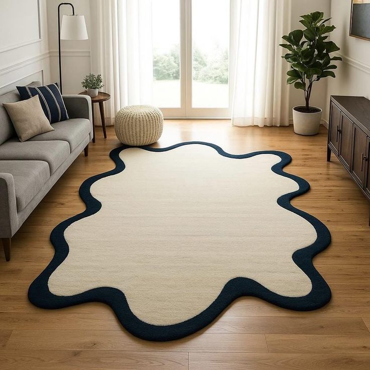 Muted Mosaic Handmade Tufted Irregular Shaped Wool Carpet