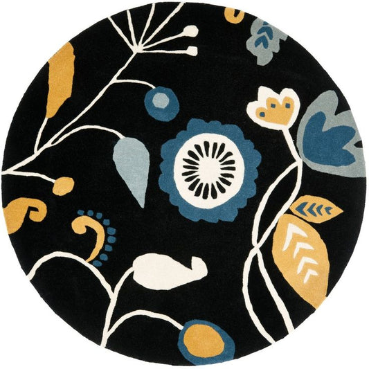 Midnight Woom Handmade Tufted Round Wool Carpet - Headshot