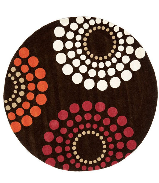 Seashell Bloom Handmade Tufted Round Wool Carpet - Headshot