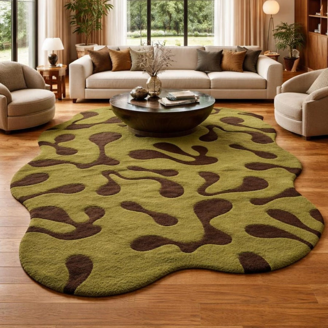 Crystal Hermani Handmade Tufted Irregular Shaped Wool Carpet