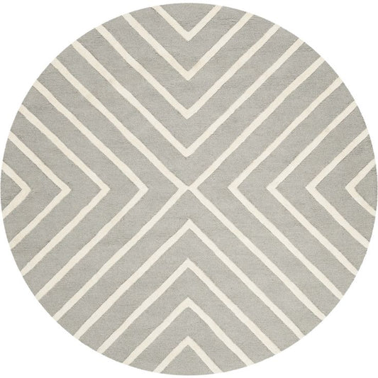 Gravel Speck Handmade Tufted Round Wool Carpet - Headshot