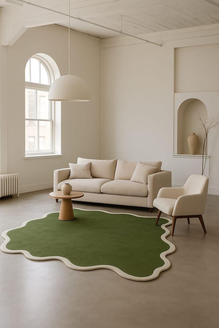 Burnt Greeny Handmade Tufted Irregular Shaped Wool Carpet - Floorshot