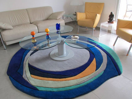 Italian Fusion Handmade Tufted Irregular Shaped Wool Carpet