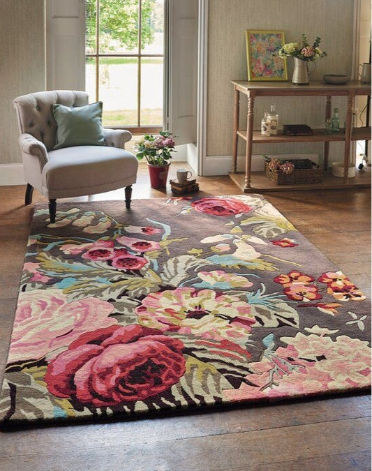 Muted Stripe Handmade Tufted Wool Carpet - Floorshot