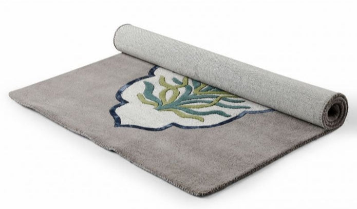 Shell Feather Handmade Tufted Wool Carpet - Floorshot in Half Roll