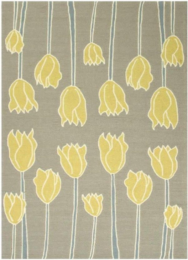 Tulips Floral Handmade Tufted Wool Carpet - Headshot