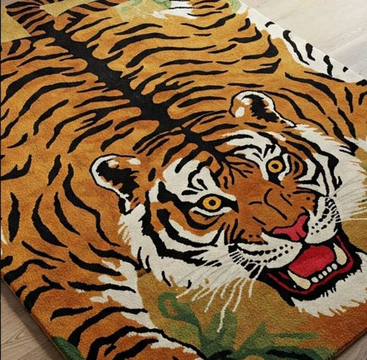 Tiger-Shaped Animal Handmade Tufted Wool Carpet - Floorshot