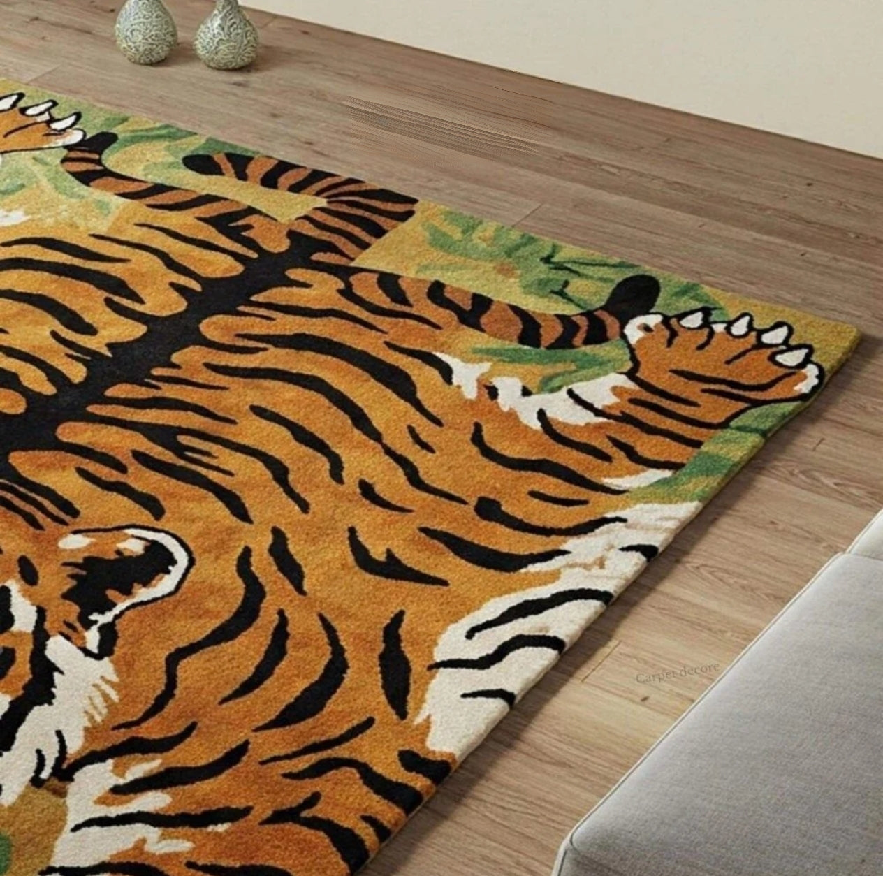 Tiger-Shaped Animal Handmade Tufted Wool Carpet - Floorshot