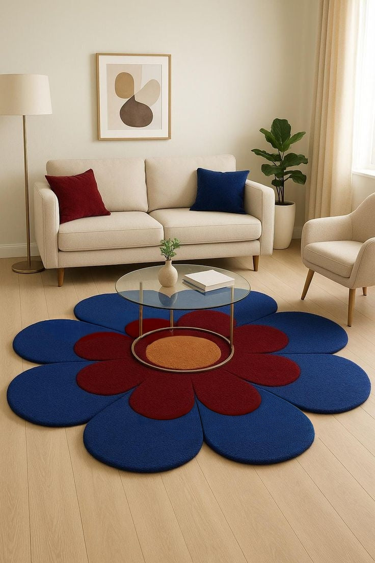 Bheem Floral Handmade Tufted Irregular Shaped Wool Carpet - Floorshot