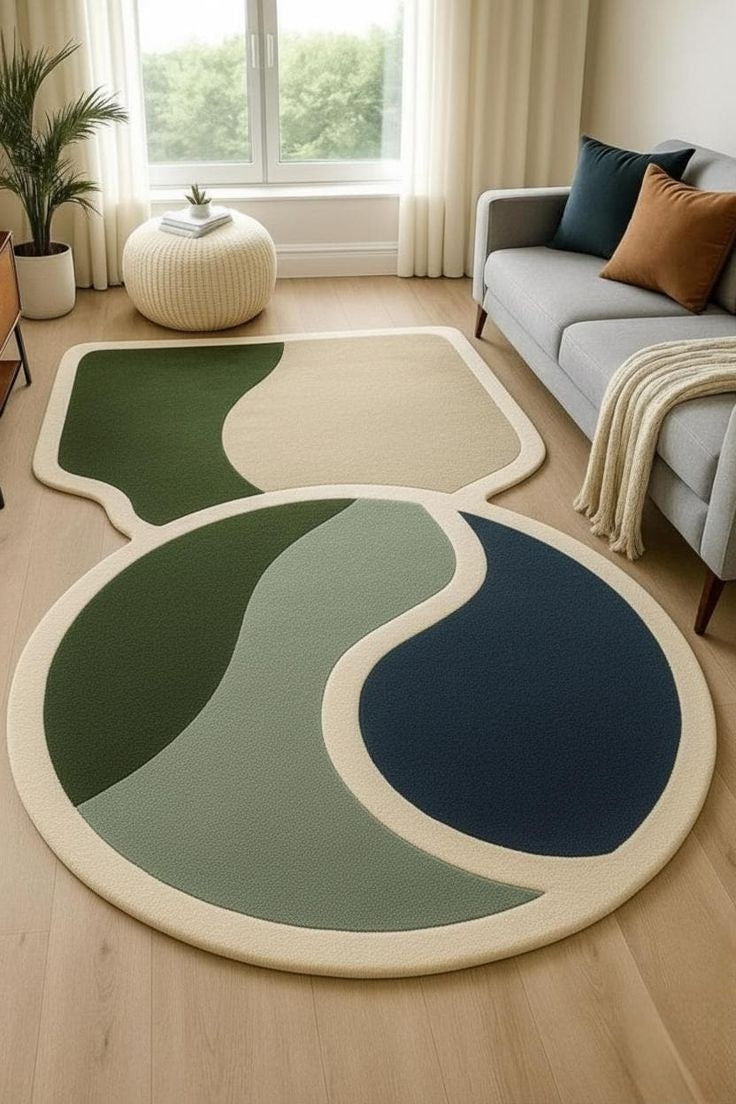 Ripple Contour Handmade Tufted Irregular Shaped Wool Carpet