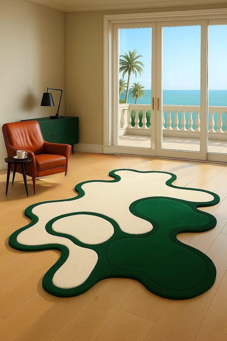 Citrus Semen Handmade Tufted Irregular Shaped Wool Carpet