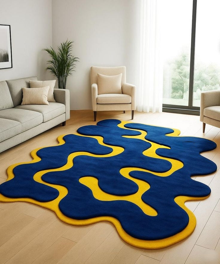 Venus Risen Handmade Tufted Irregular Shaped Wool Carpet