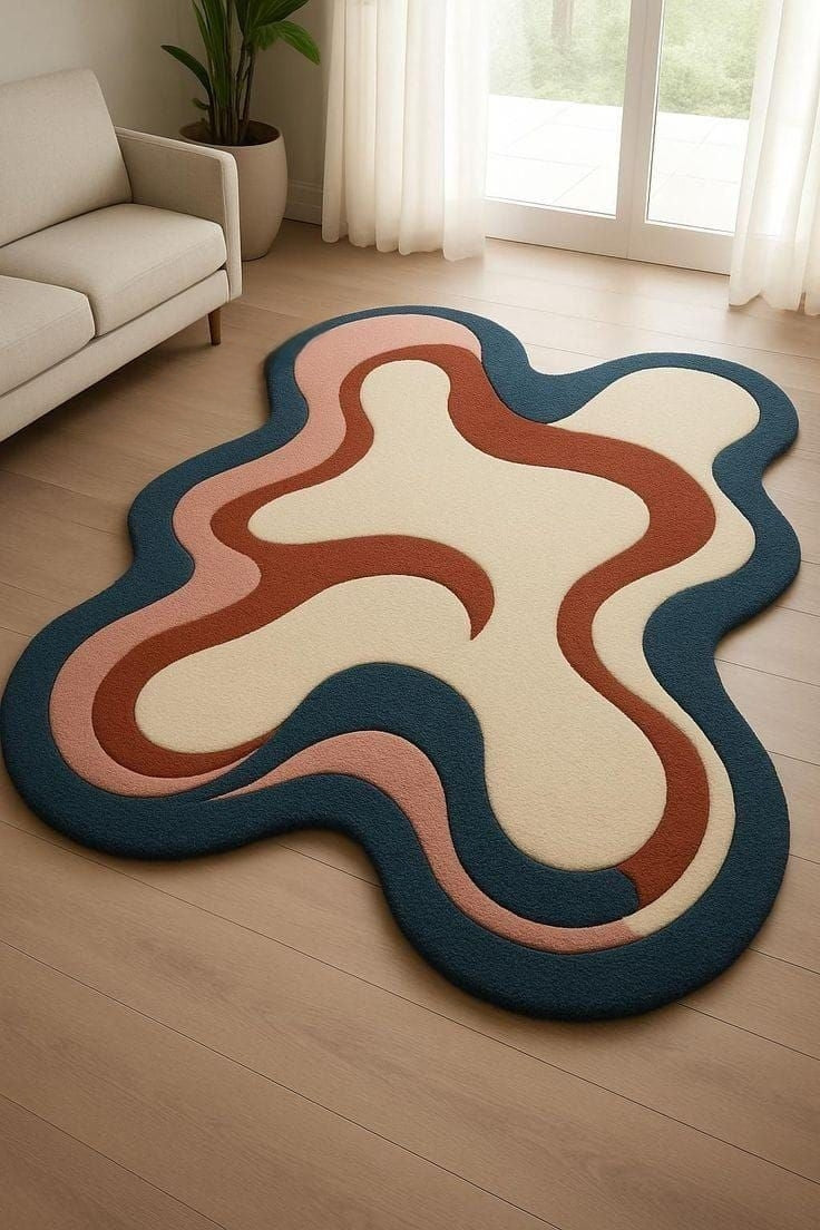 Deccan Plateau Handmade Tufted Irregular Shaped Wool Carpet