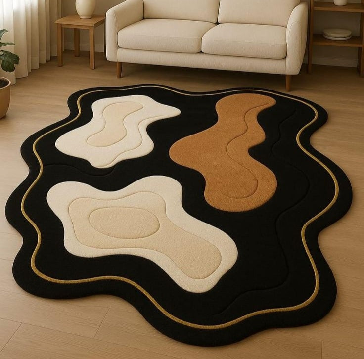 Genius Planet Handmade Tufted Irregular Shaped Wool Carpet