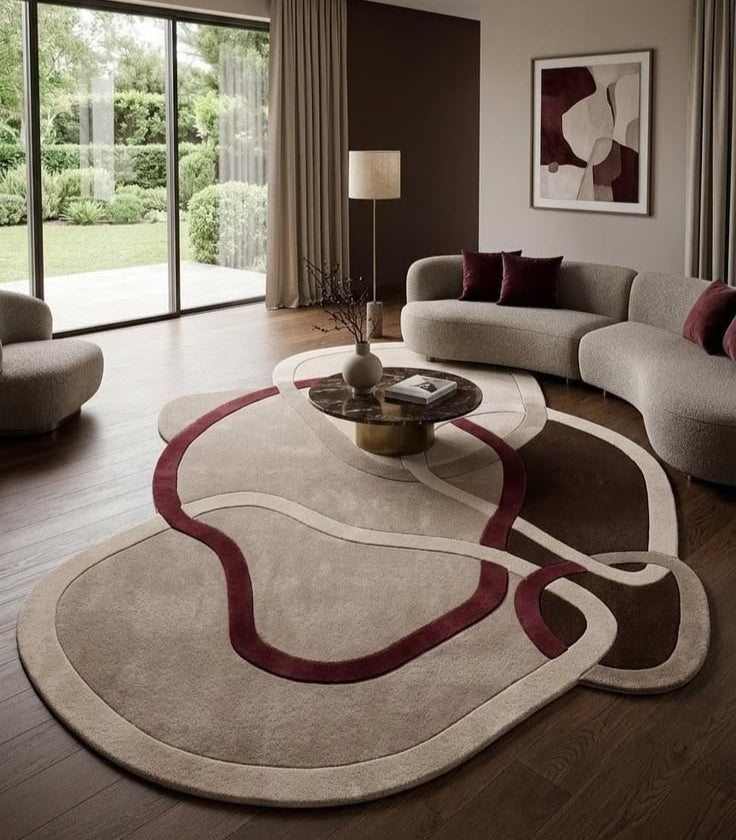 Deep Espresso Handmade Tufted Irregular Shaped Wool Carpet