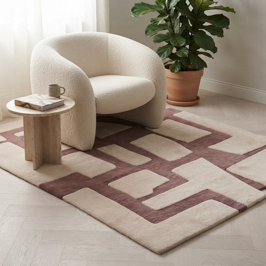 Qwerty Blowing Handmade Tufted Irregular Shaped Wool Carpet