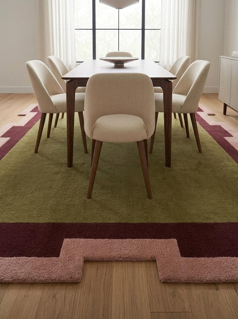 United Wave Handmade Tufted Irregular Shaped Wool Carpet