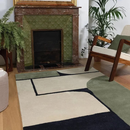 Fusion Retro Handmade Tufted Wool Carpet - Floorshot