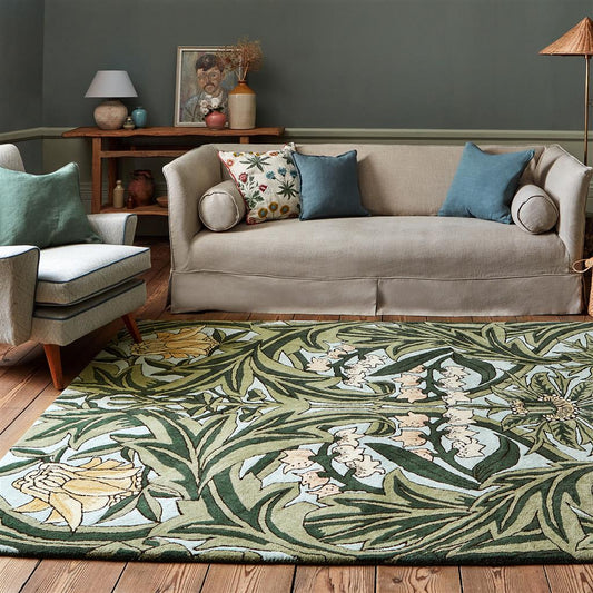 Arbour Leafy Greeny Handmade Tufted Wool Carpet - Floorshot