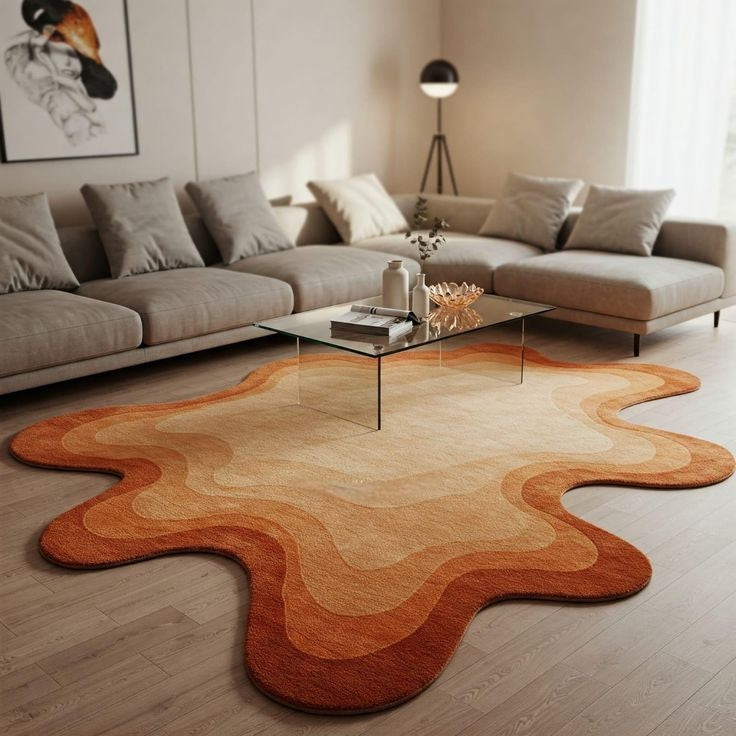 Stunning Boho Handmade Tufted Irregular Shaped Wool Carpet - Floorshot