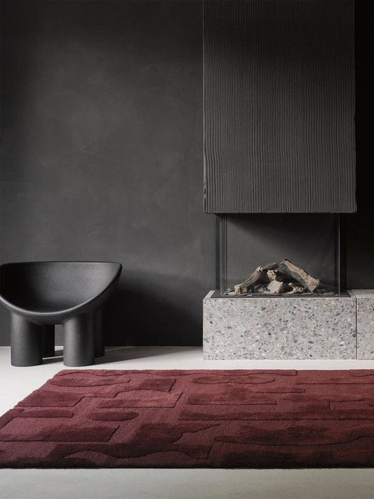 Burgundy Champaran Handmade Tufted Wool Carpet - Headshot