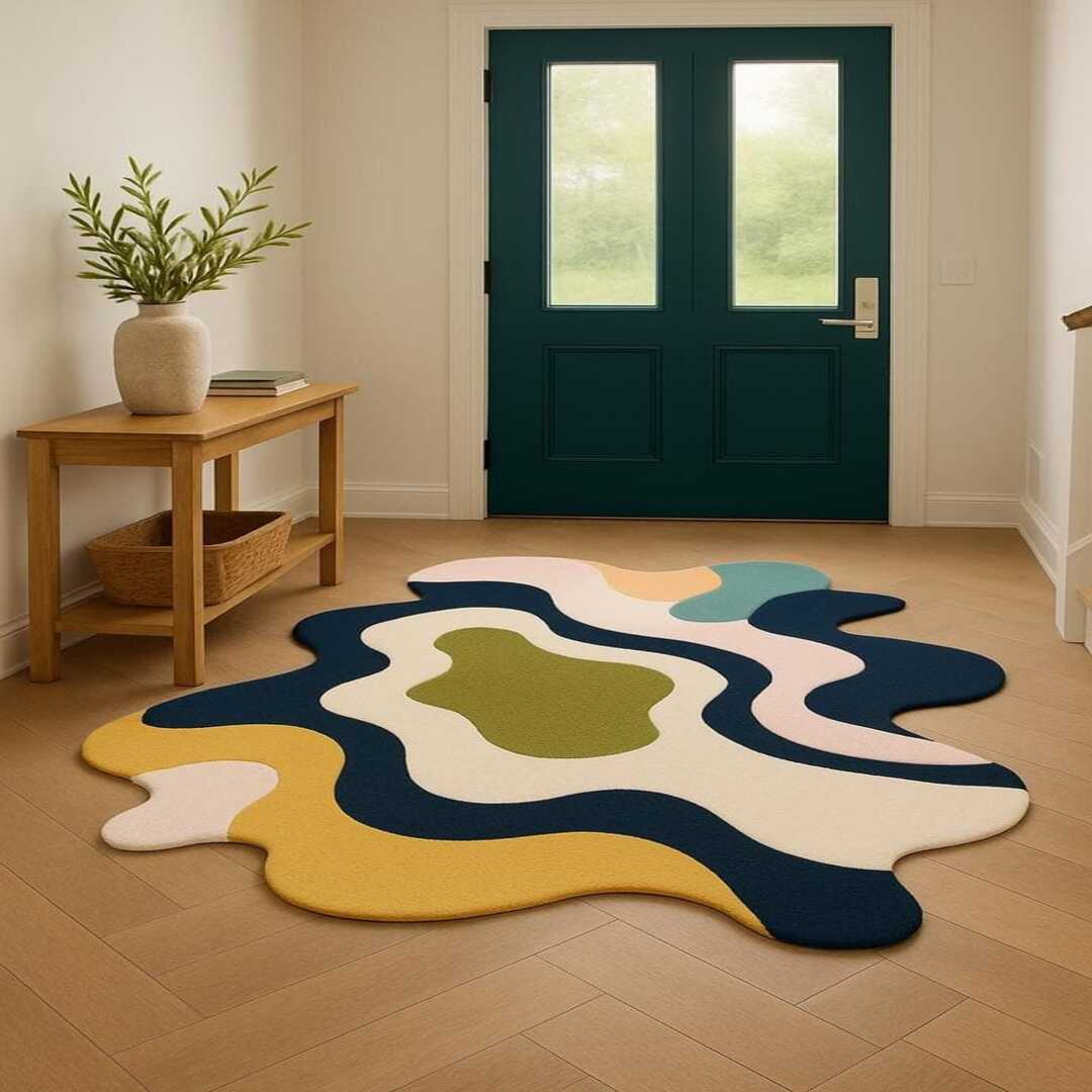 Popular Amoeba Handmade Tufted Irregular Shaped Wool Carpet