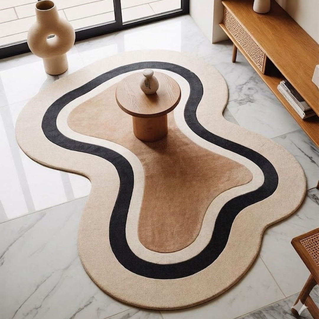 Looster Crisped Handmade Tufted Irregular Shaped Wool Carpet