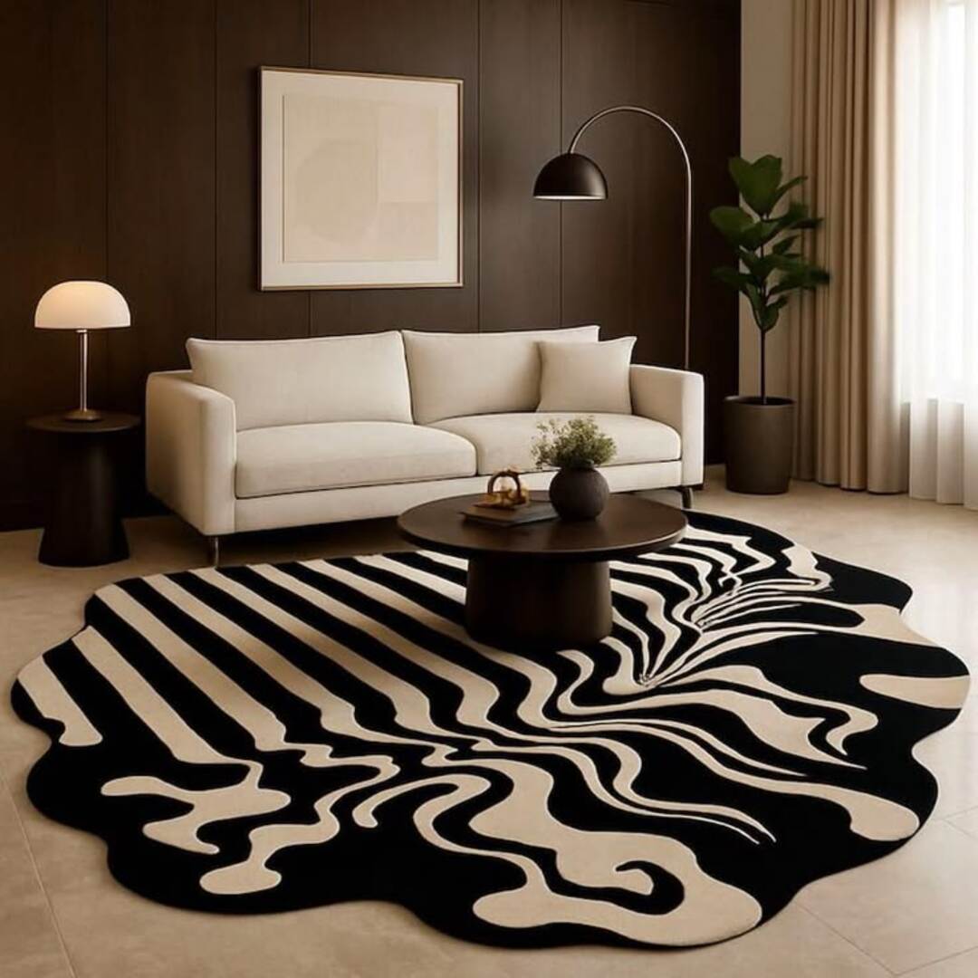 Fluid Vitara Handmade Tufted Irregular Shaped Wool Carpet