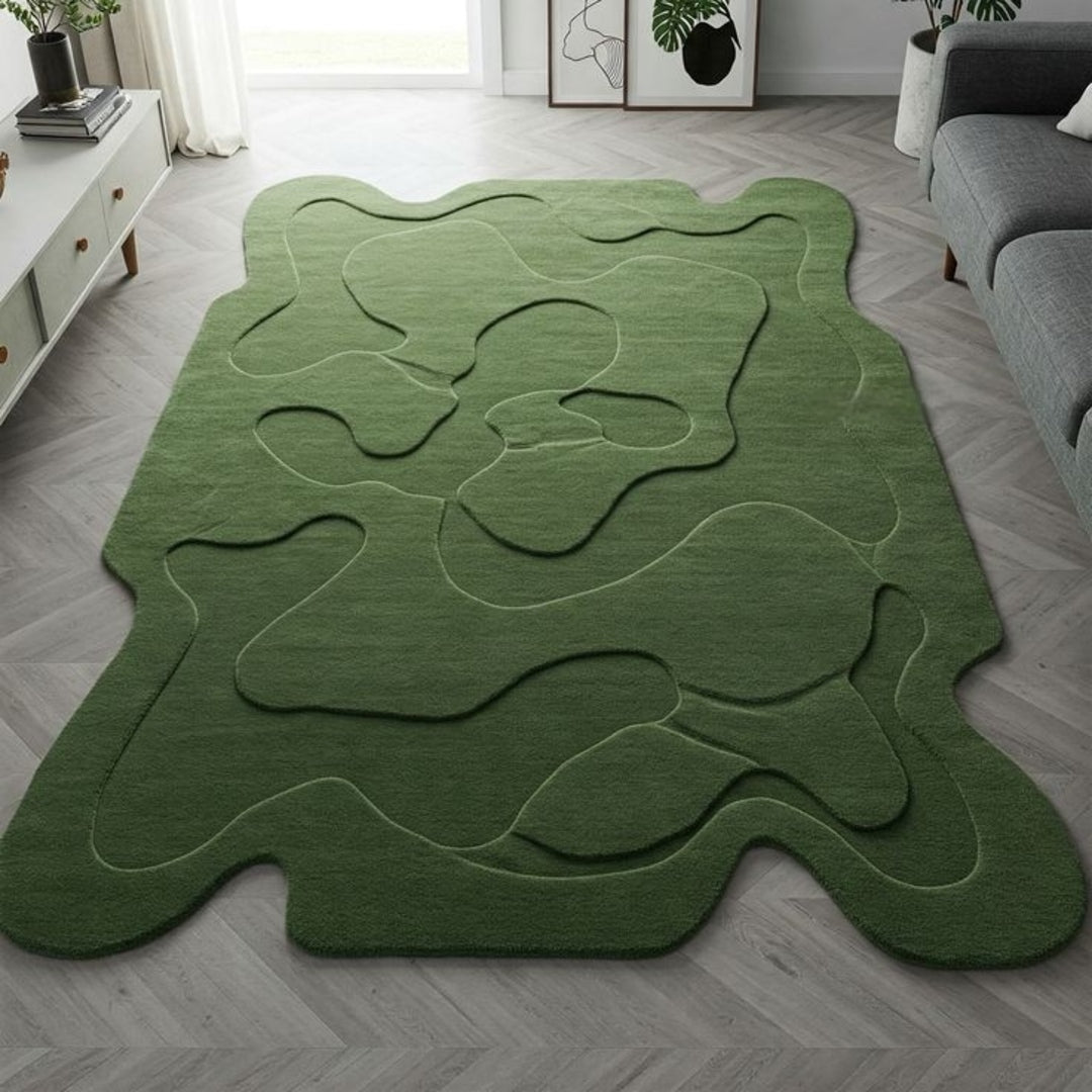 Alluring Mandala Handmade Tufted Irregular Shaped Wool Carpet