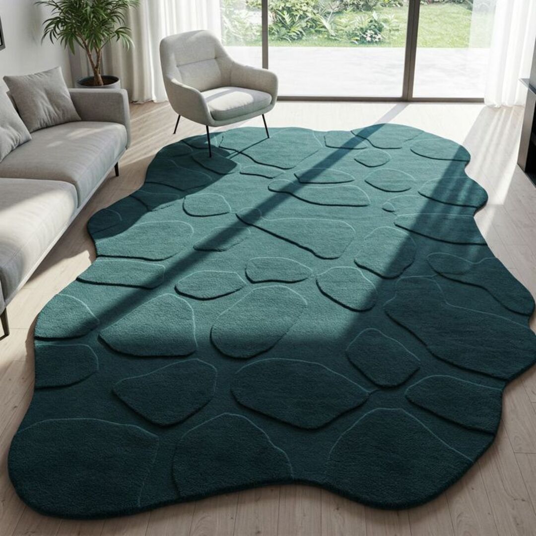 Tumper Bison Handmade Tufted Irregular Shaped Wool Carpet