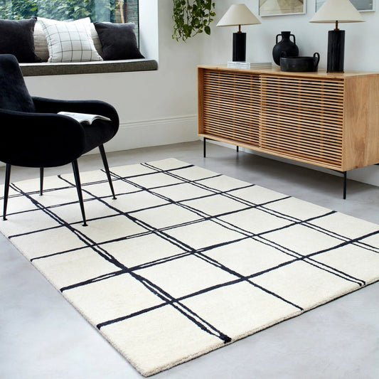Albany Grid Handmade Tufted Wool Carpet - Floorshot