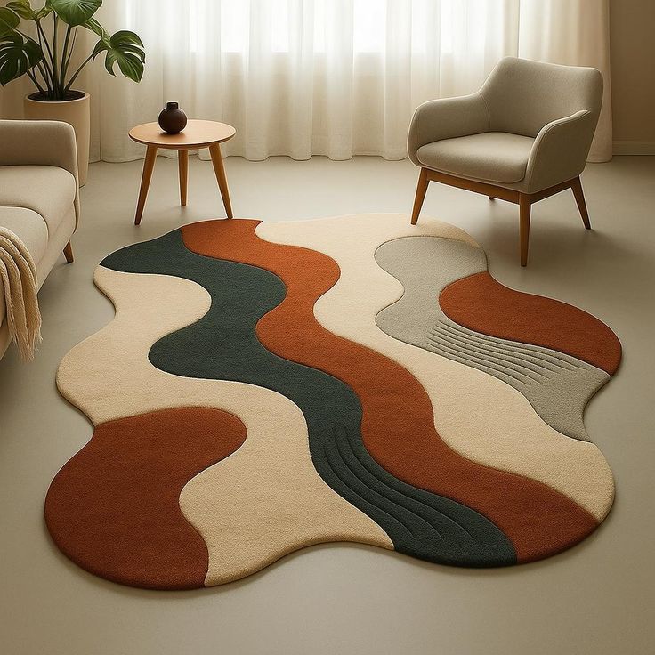 Ryzen Decco Handmade Tufted Irregular Shaped Wool Carpet