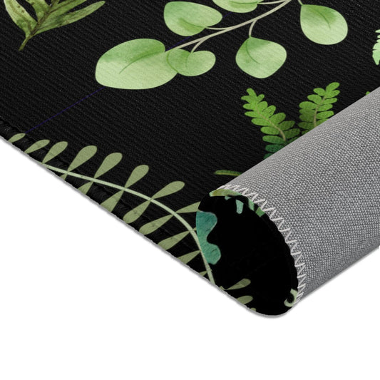 Illustration Leaves Handmade Tufted Wool Carpet - Corner