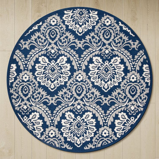 Granite Thicket Handmade Tufted Round Wool Carpet - Headshot