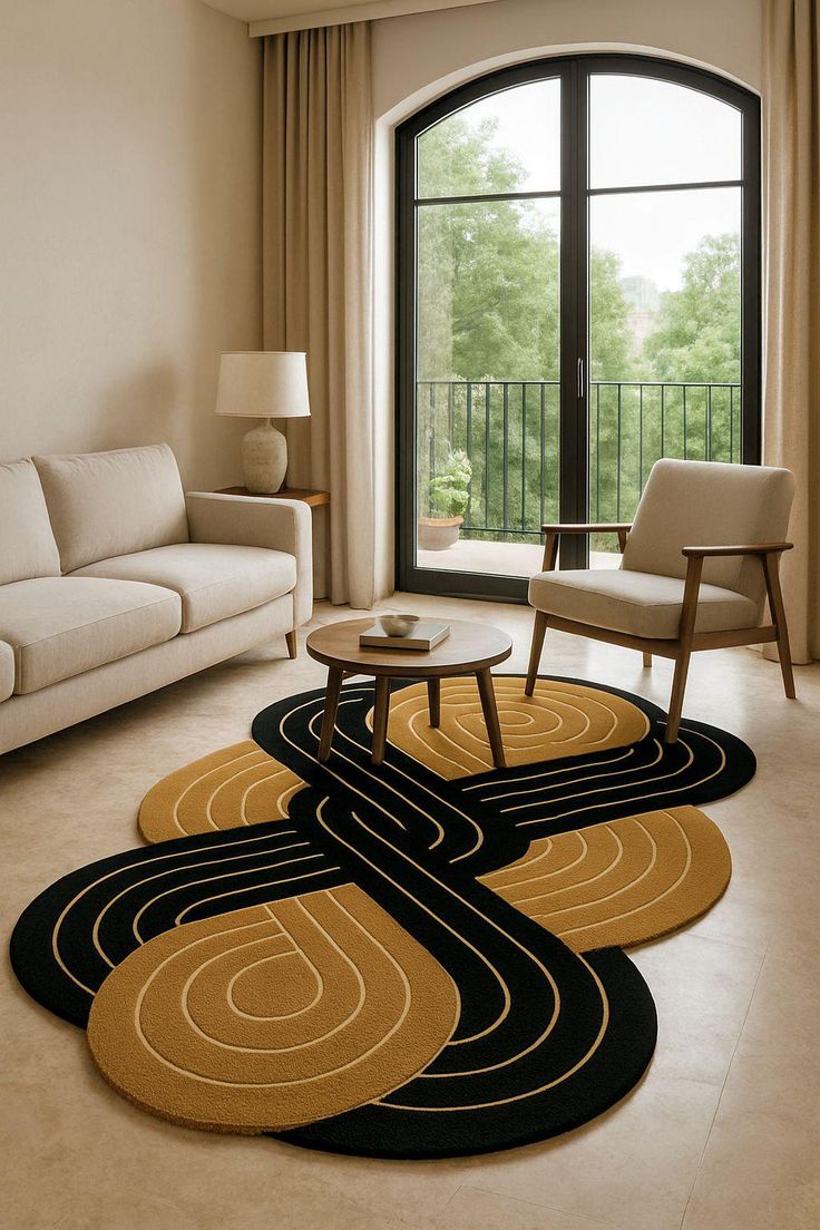 Infinity Inlay Handmade Tufted Irregular Shaped Wool Carpet - Floorshot