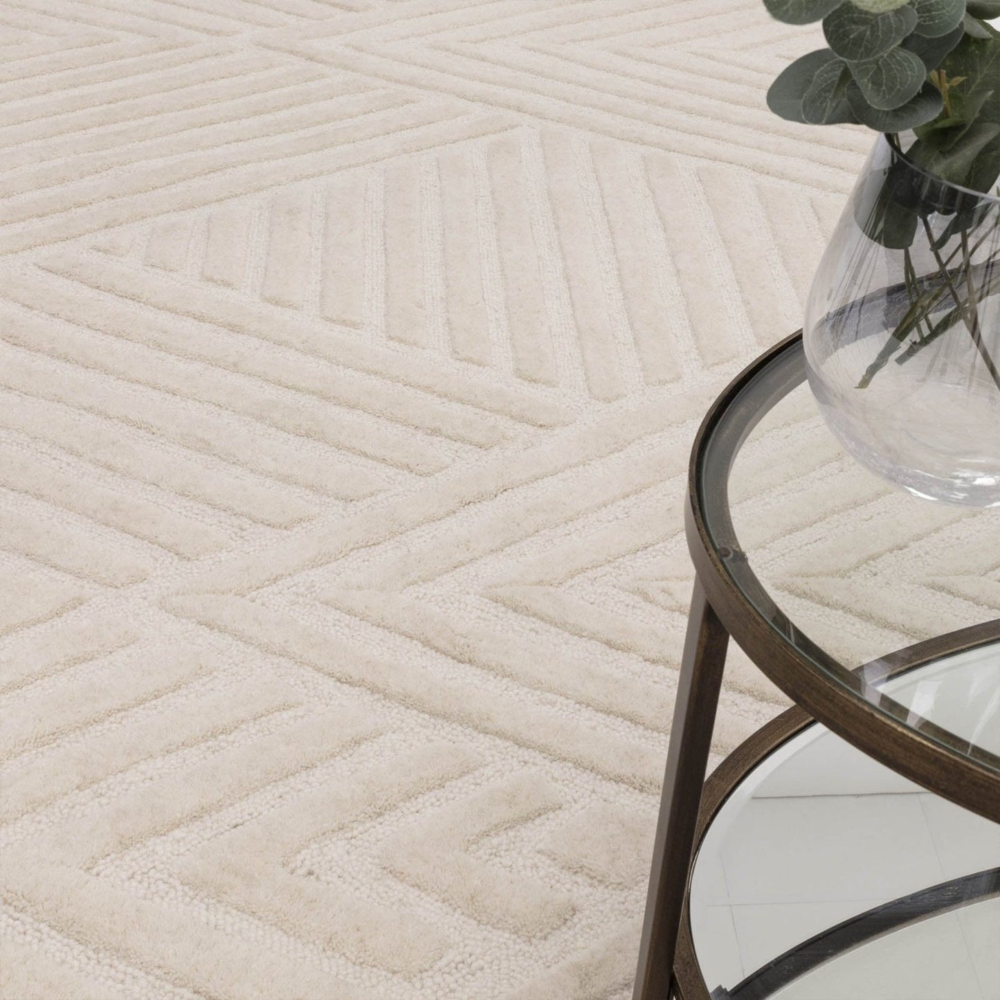 Aqua Rise Handmade Tufted Wool Carpet - CloseUp