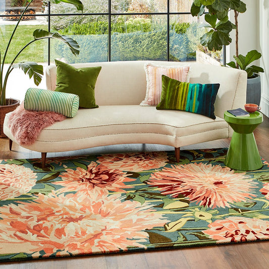 Herlequin Floral Handmade Tufted Wool Carpet - Floorshot