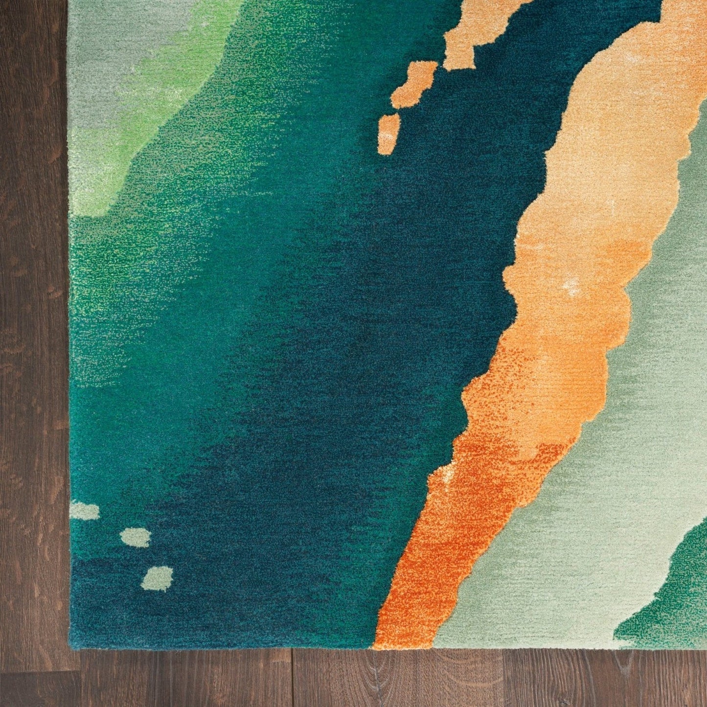 Landscape Wavy Handmade Tufted Wool Carpet - Corner