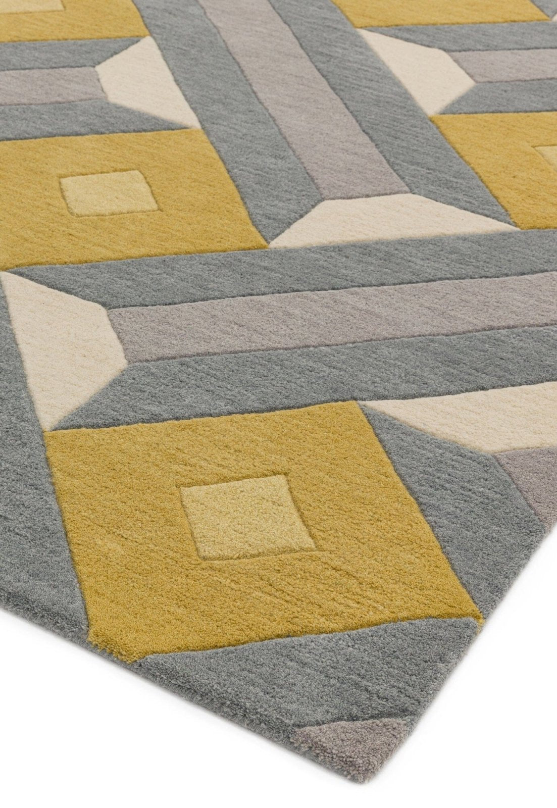 Mosaic Delta Handmade Tufted Wool Carpet - Corner