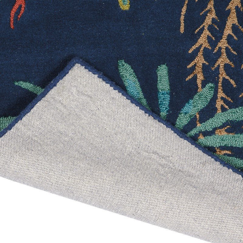 Royal Peacock Handmade Tufted Wool Carpet - Corner