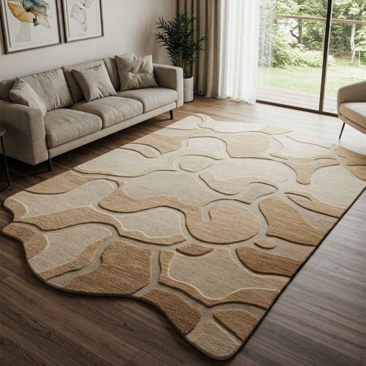 Hongkong Tulips Handmade Tufted Irregular Shaped Wool Carpet