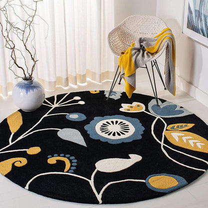 Midnight Woom Handmade Tufted Round Wool Carpet - Floorshot