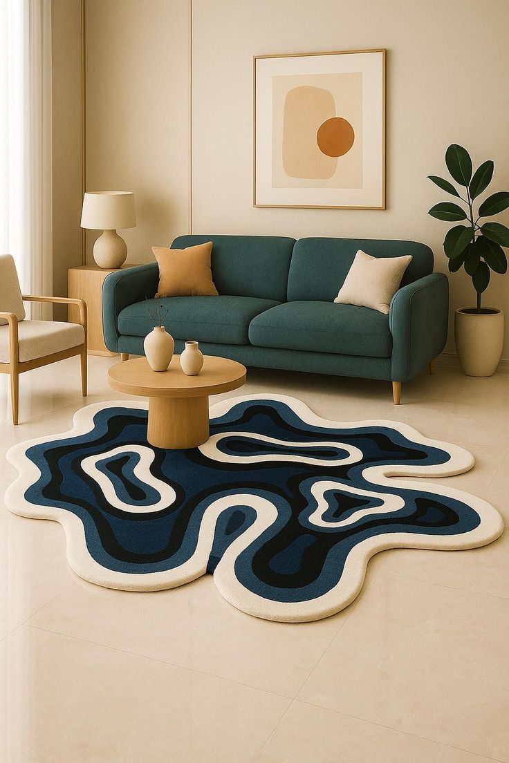Bohemian Durex Handmade Tufted Irregular Shaped Wool Carpet
