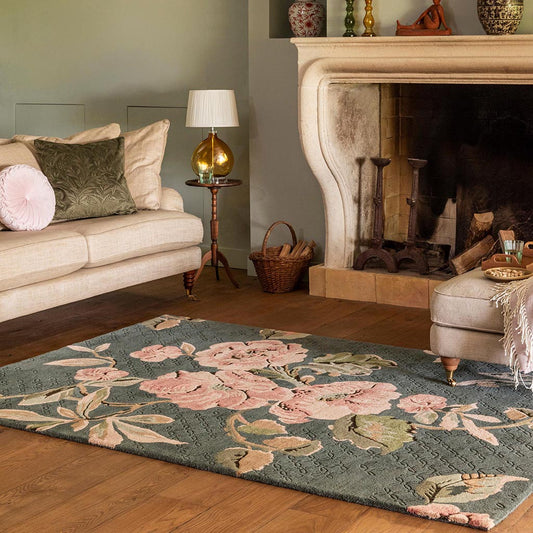 Highlander Floral Handmade Tufted Wool Carpet - Floorshot