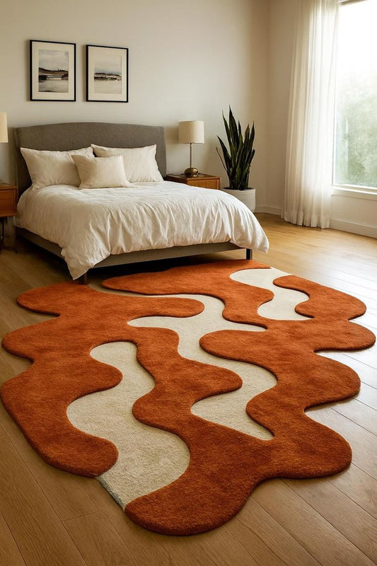 Lubricurant Fusion Handmade Tufted Irregular Shaped Wool Carpet